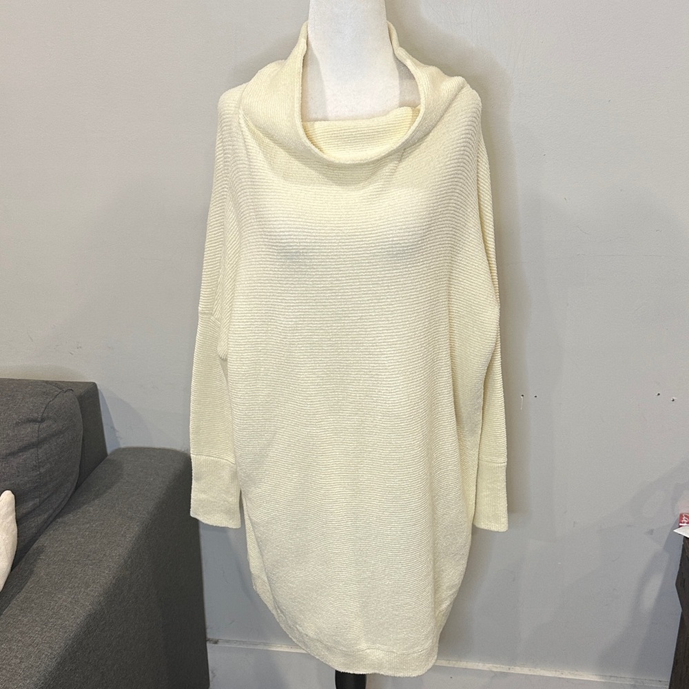 Free People Ottoman Slouchy Cream Cowl Neck Sweater - Picture 3 of 6